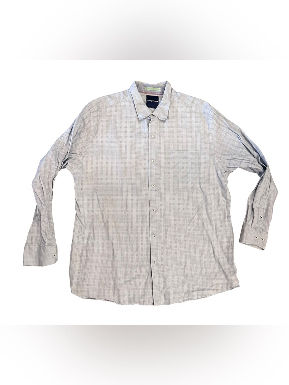 Men’s Tommy Bahama Linen Blend Button Up Down Shirt Light Blue Textured Size XL